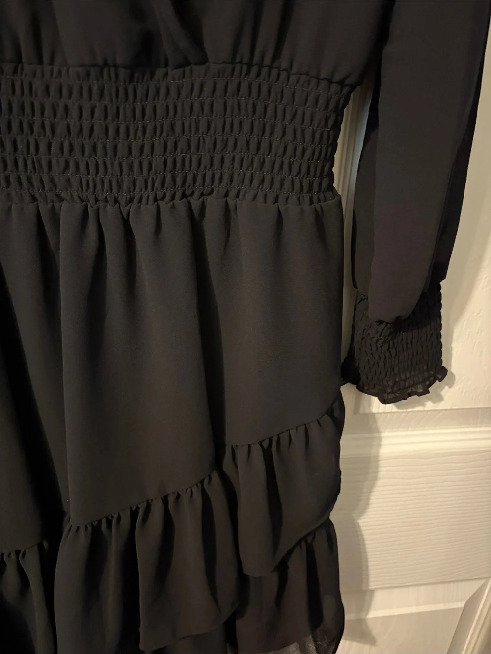 Michael Kors Black Long Sleeve Wrap Ruffle Dress - Picture 3 of 4